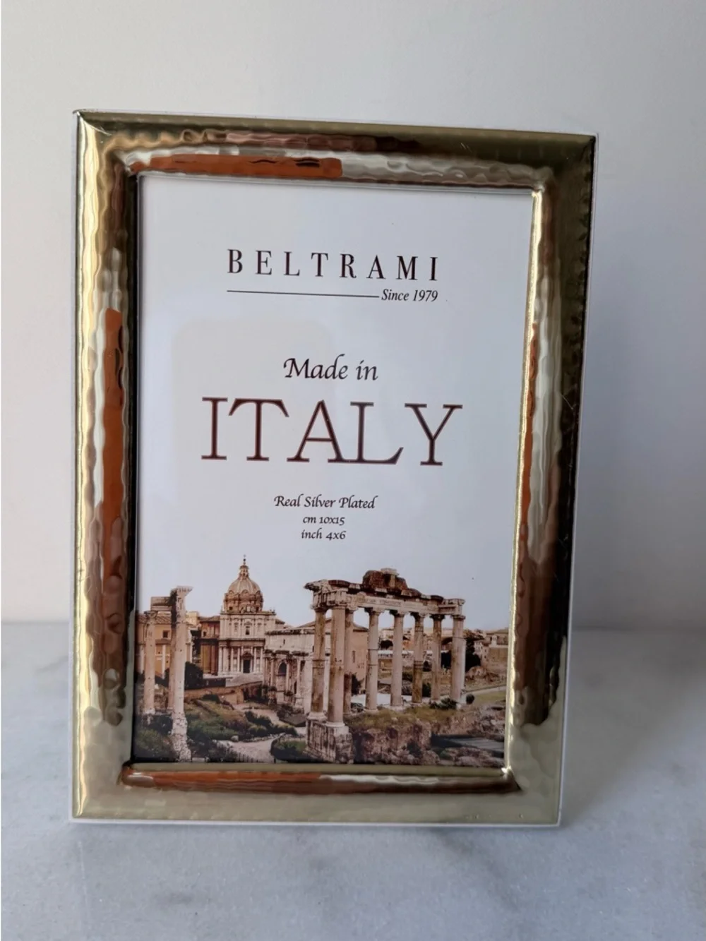Silver-Plated Hammered Photo Frame - Gold Finish made in Italy